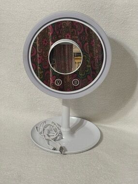 LED Lighted Vanity Mirror in White with Pink Accents